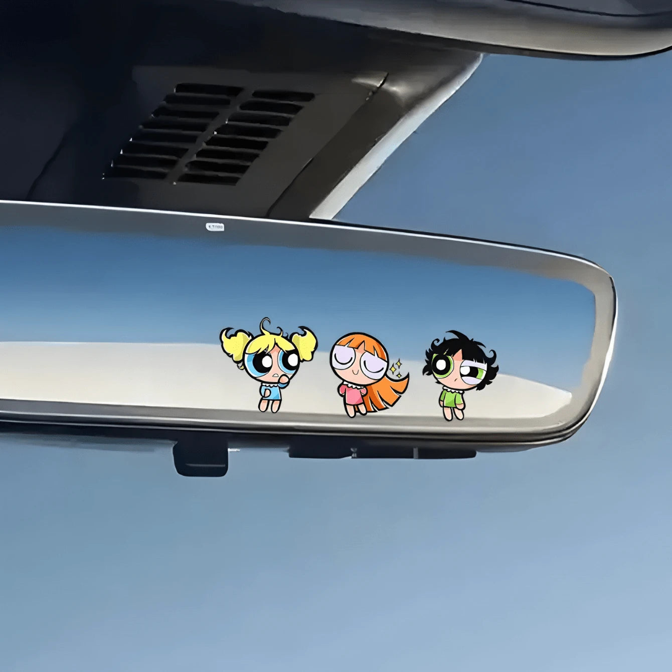 Warner Bros Cute Cartoon "Super Kid" Girl Rearview Mirror Sticker, Car Rearview Mirror Decorative Sticker, Truck Rearview Mirror Decor, Car Interior Graffiti Sticker, "Super Kid" Car Interior Decor St