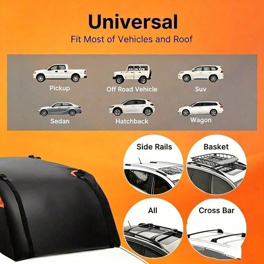 Waterproof 420D Oxford Cloth Car Roof Cargo Storage Bag, Heavy Duty Strap Travel Carrier Bag