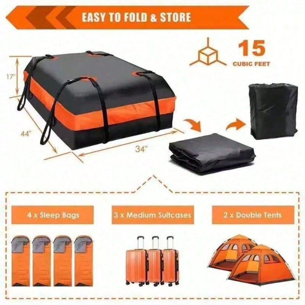 Waterproof 420D Oxford Cloth Car Roof Cargo Storage Bag, Heavy Duty Strap Travel Carrier Bag