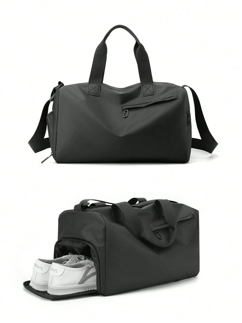 Waterproof Handbag For Men, With Separate Shoe Compartment, Large Capacity Black Shoulder/Crossbody Bag