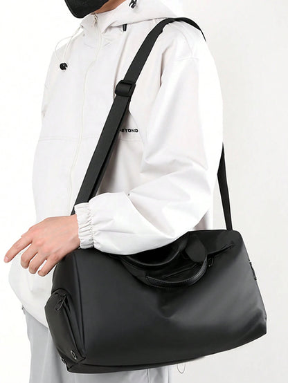 Waterproof Handbag For Men, With Separate Shoe Compartment, Large Capacity Black Shoulder/Crossbody Bag