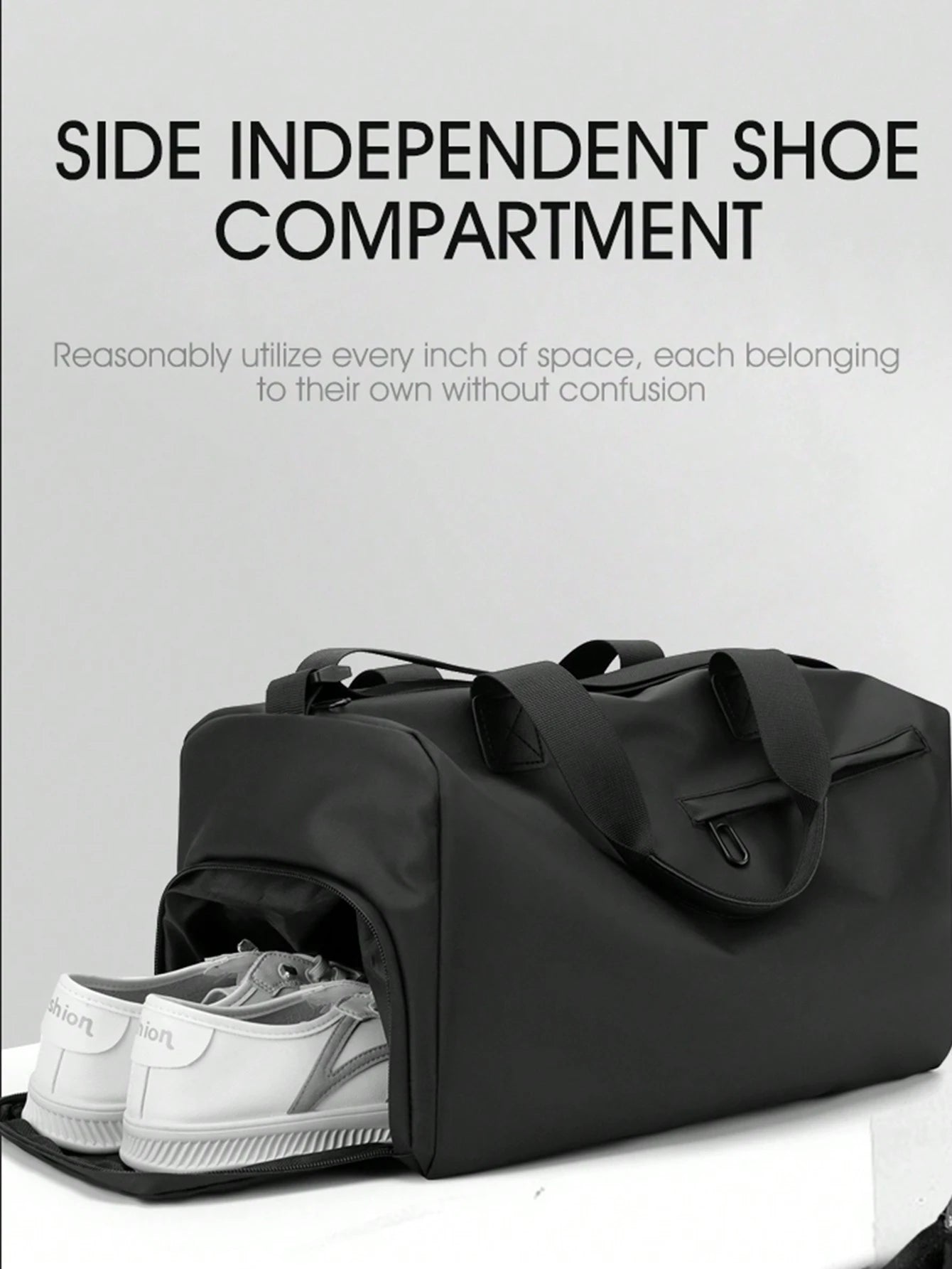 Waterproof Handbag For Men, With Separate Shoe Compartment, Large Capacity Black Shoulder/Crossbody Bag