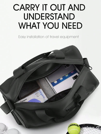 Waterproof Handbag For Men, With Separate Shoe Compartment, Large Capacity Black Shoulder/Crossbody Bag