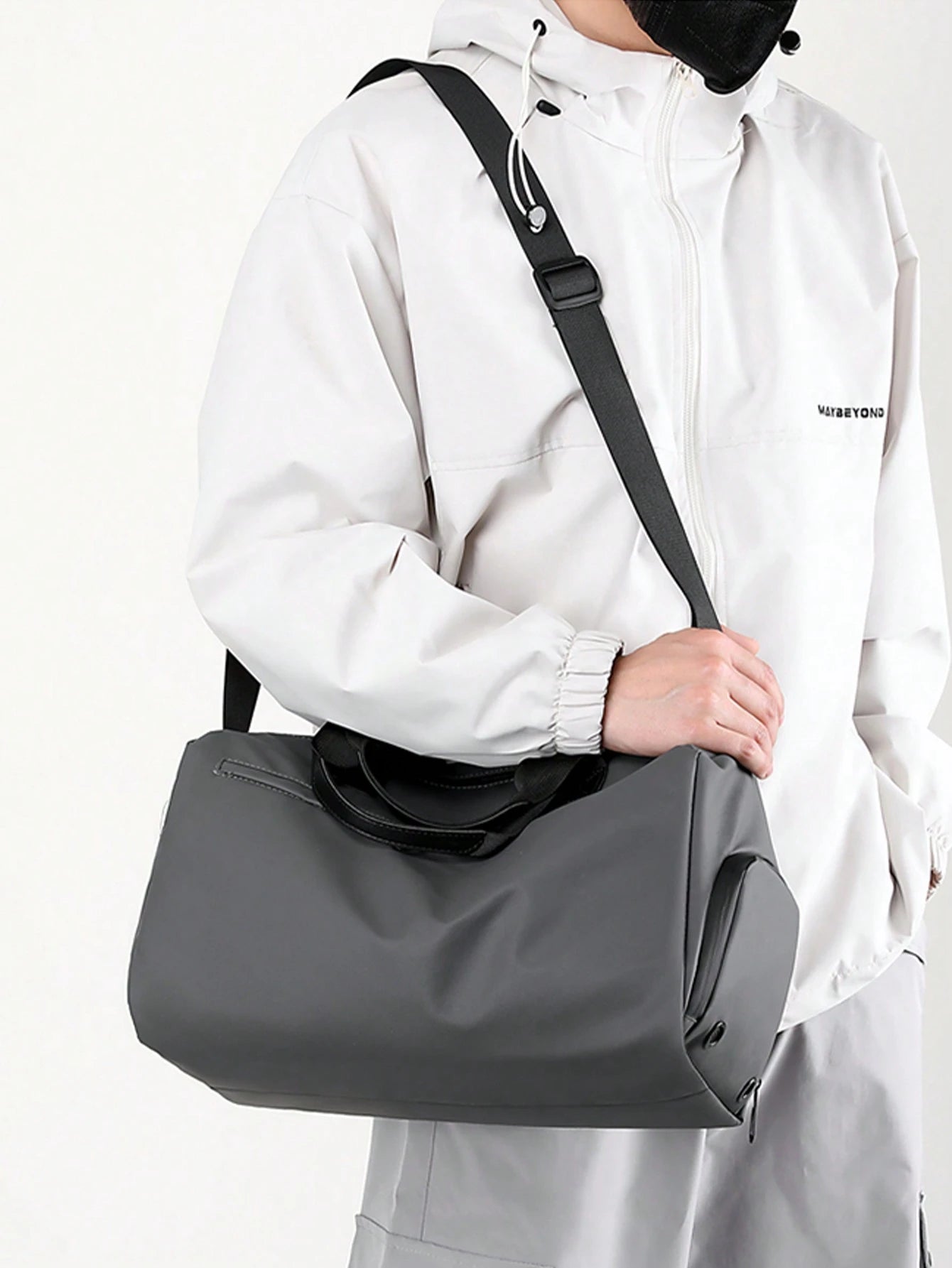 Waterproof Handbag For Men, With Separate Shoe Compartment, Large Capacity Black Shoulder/Crossbody Bag