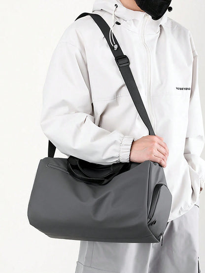 Waterproof Handbag For Men, With Separate Shoe Compartment, Large Capacity Black Shoulder/Crossbody Bag