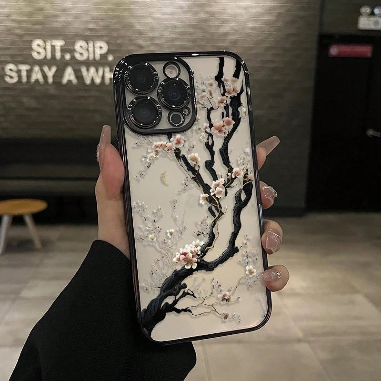 White Cherry Blossom Tree Blooming Pattern Electroplated Mobile Case Camera Lens Protection Wildflower Cases For Iphone 16 15 Pro Max Case 14 13 12 11 XR XS Plus Shockproof And Non-Slip Silicone Trans