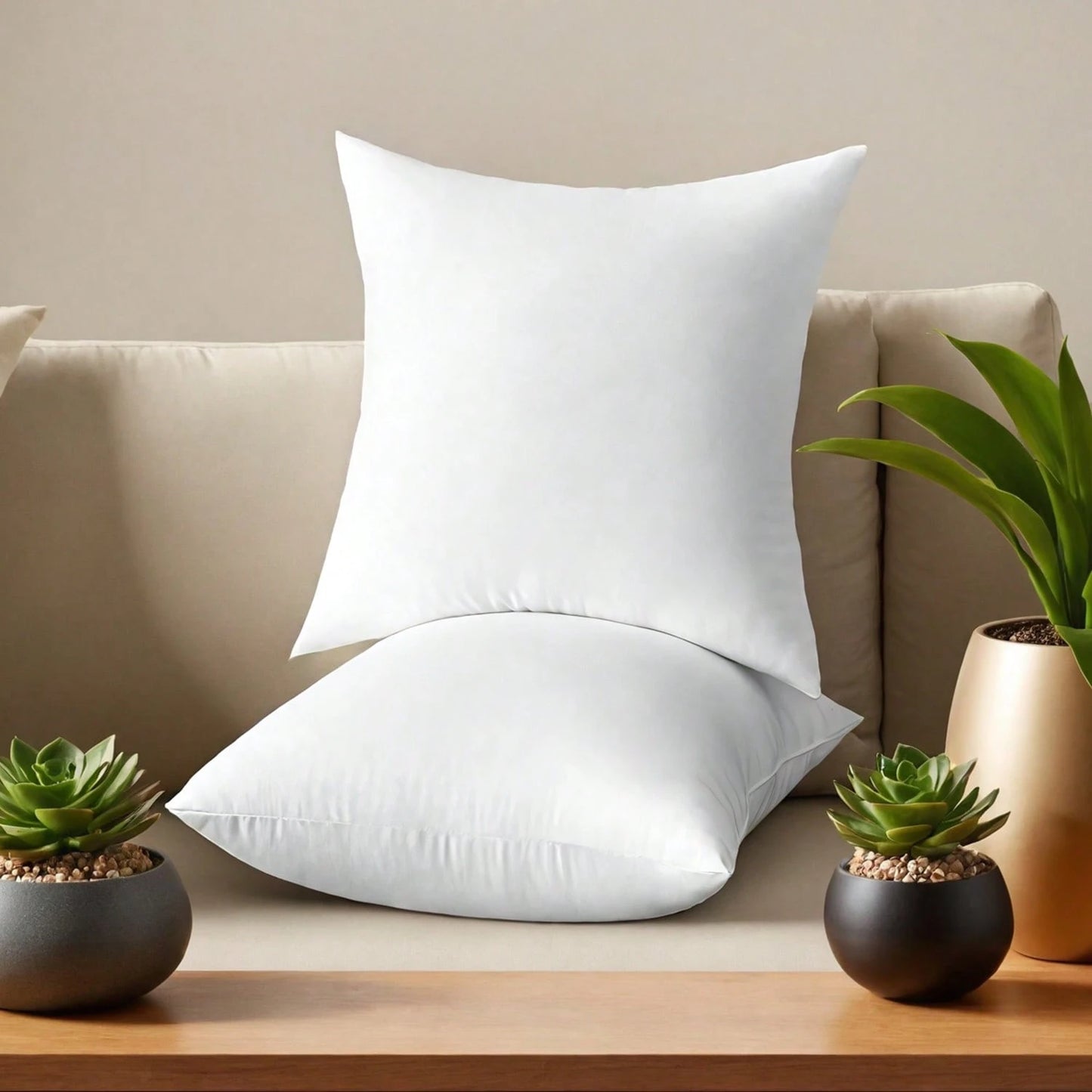 White Pillow Insert Available In Sizes 18 Inches, 20 Inches, 12*20 Inches, And 22 Inches. High Fill Density, Machine Washable, Tumble Dryable, And Reusable. Made With Ultra-Fine Fabric And Brushed Cot