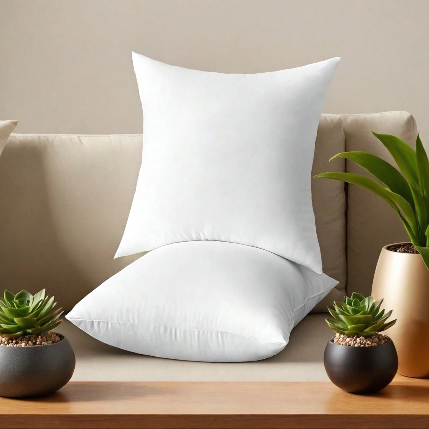 White Pillow Insert Available In Sizes 18 Inches, 20 Inches, 12*20 Inches, And 22 Inches. High Fill Density, Machine Washable, Tumble Dryable, And Reusable. Made With Ultra-Fine Fabric And Brushed Cot