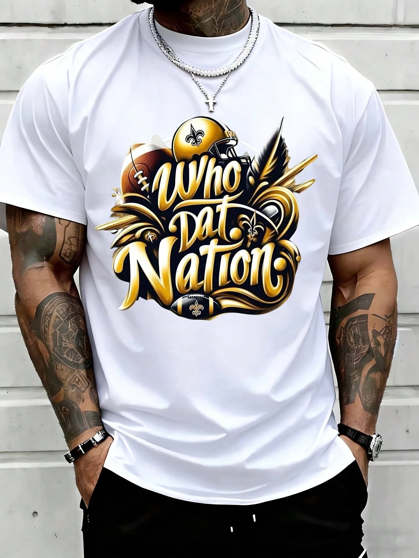 Who Dat Nation New Orleans Saints Football Fan Shirt Graphic Tee For Game Day Tailgate Party Suitable For Casual Sports Wear