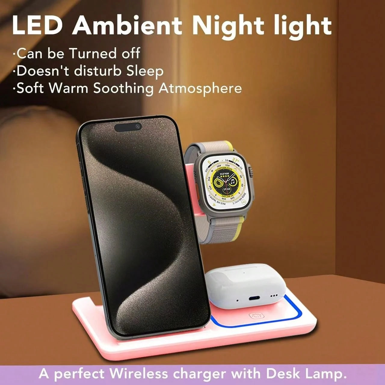 Wireless Charger 3-In-1 Magnetic Fast Wireless Charging Station| 15W Rapid Charging Dock For Smartphones/Smartwatches/Earbuds| Universal Compatibility With Latest Models| Space-Saving Vertical Desi