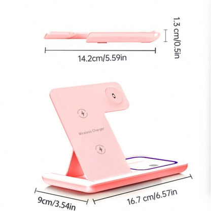 Wireless Charger 3-In-1 Magnetic Fast Wireless Charging Station| 15W Rapid Charging Dock For Smartphones/Smartwatches/Earbuds| Universal Compatibility With Latest Models| Space-Saving Vertical Desi