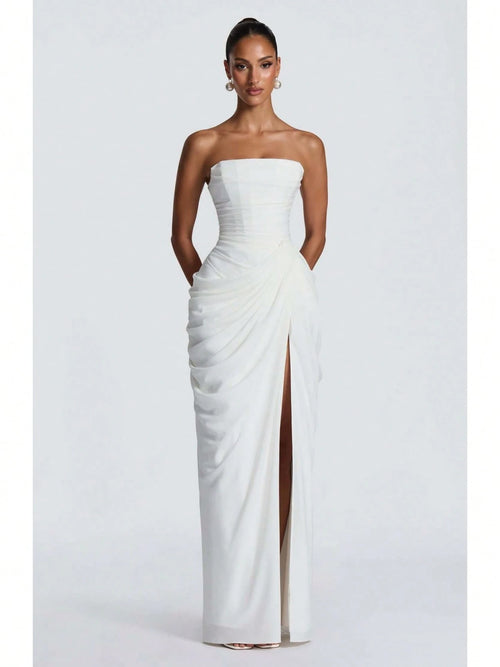 Women Elegant Solid Color Maxi Dress Mesh Spaghetti Strap Low Back Sexy Waist Slim Casual Party Long Dress