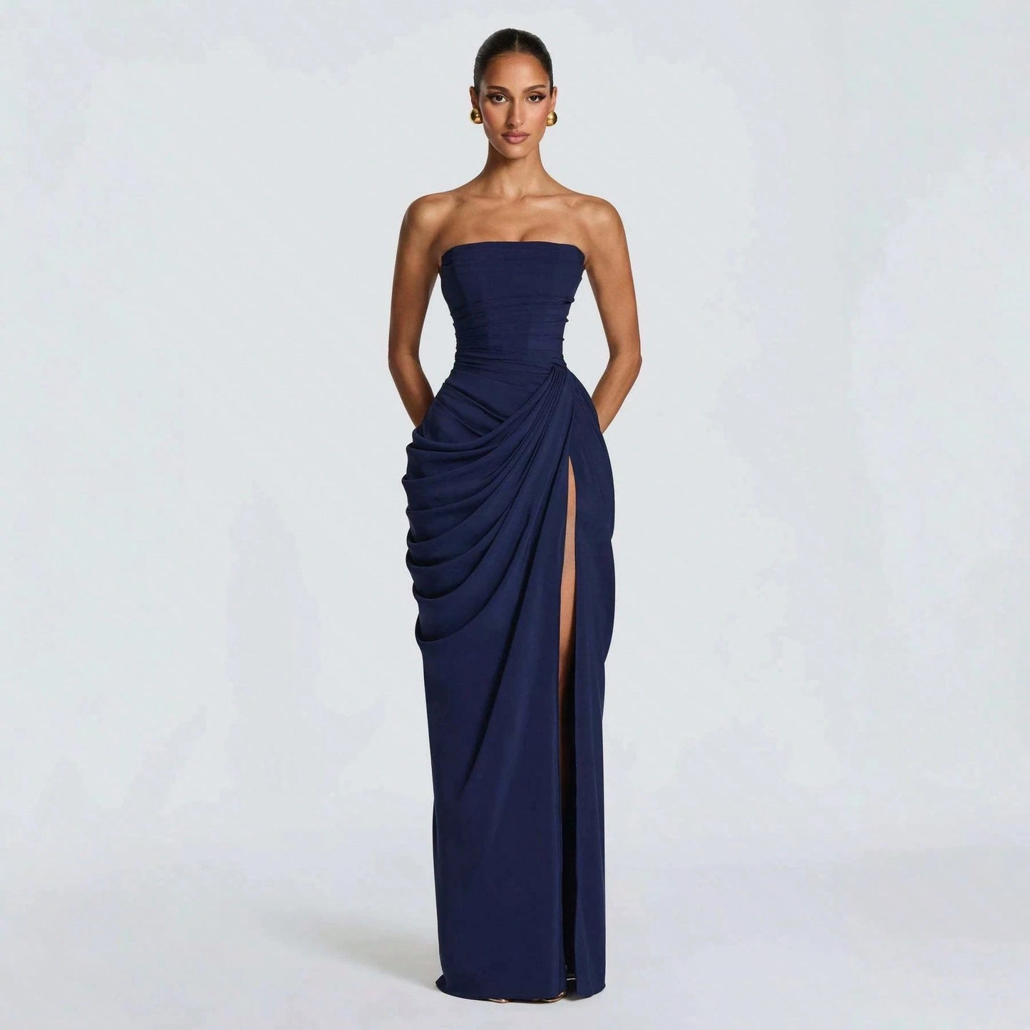 Women Elegant Solid Color Maxi Dress Mesh Spaghetti Strap Low Back Sexy Waist Slim Casual Party Long Dress