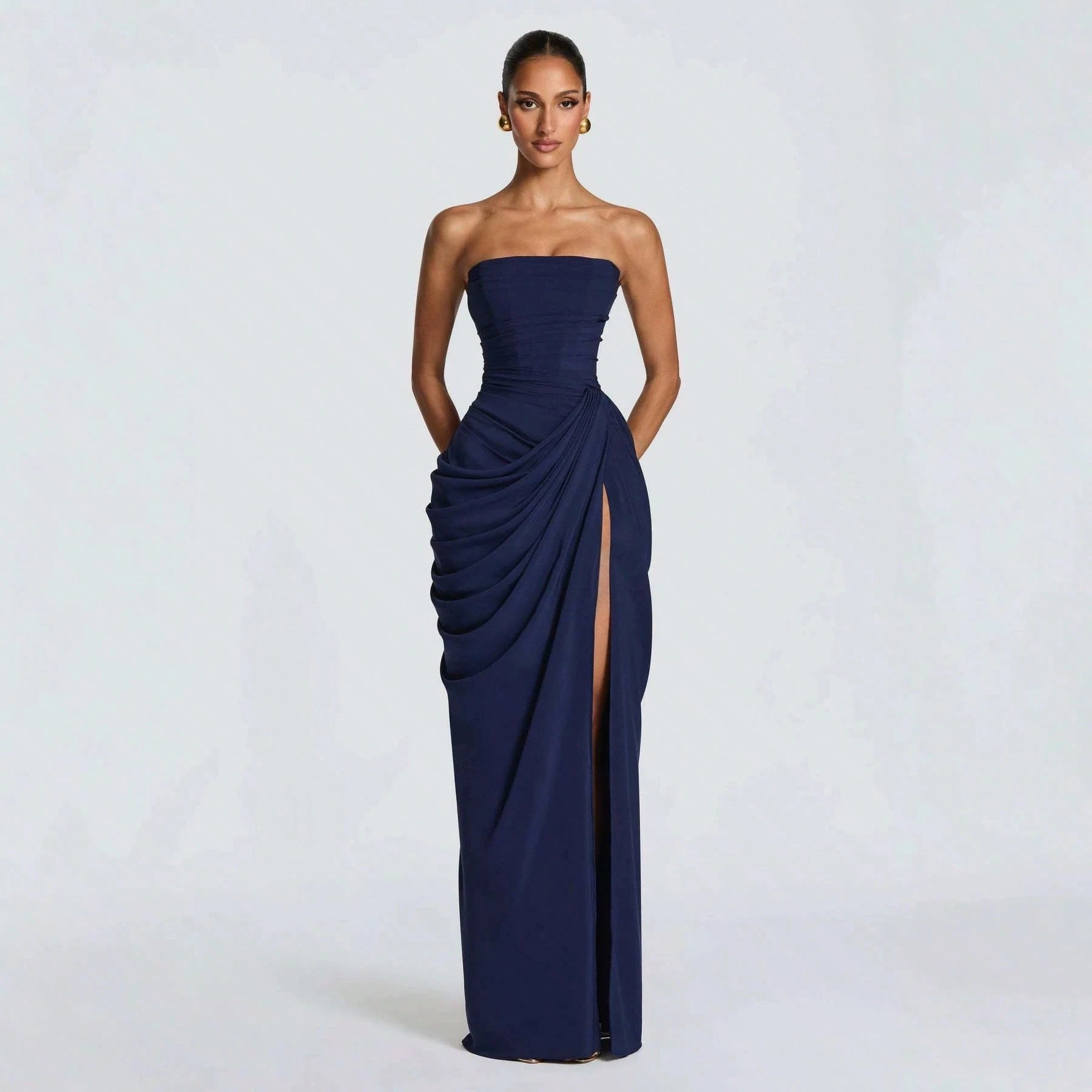 Women Elegant Solid Color Maxi Dress Mesh Spaghetti Strap Low Back Sexy Waist Slim Casual Party Long Dress