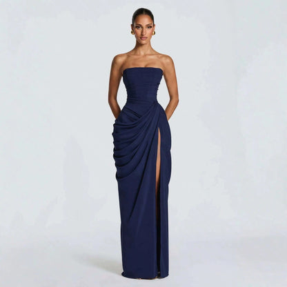 Women Elegant Solid Color Maxi Dress Mesh Spaghetti Strap Low Back Sexy Waist Slim Casual Party Long Dress