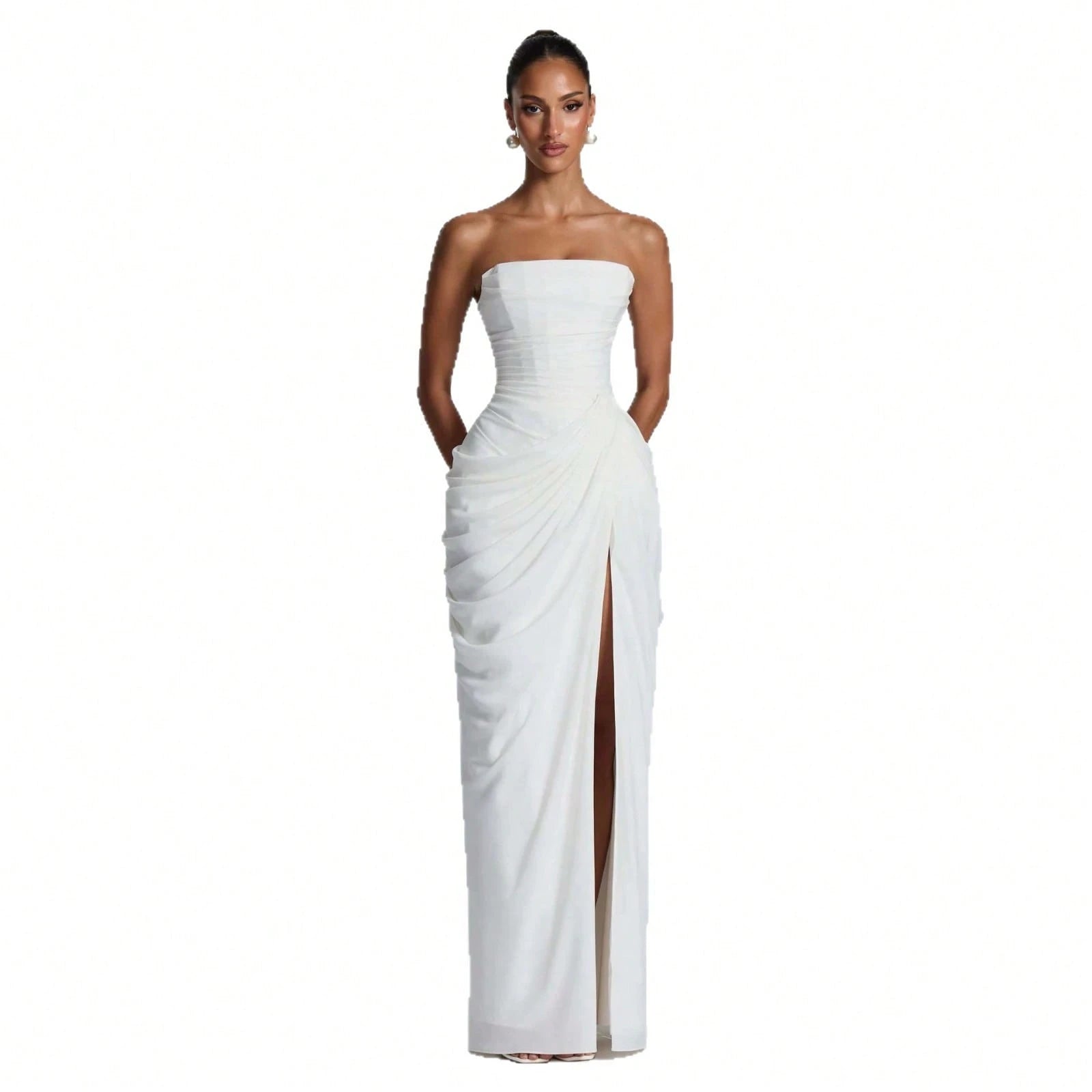 Women Elegant Solid Color Maxi Dress Mesh Spaghetti Strap Low Back Sexy Waist Slim Casual Party Long Dress