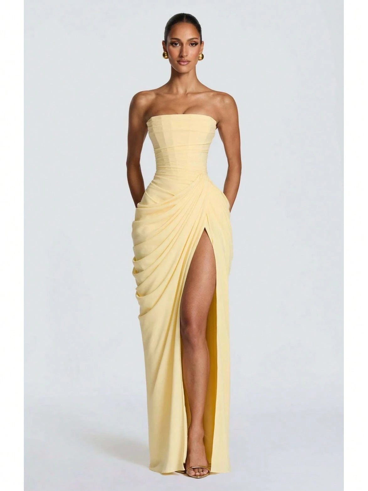 Women Elegant Solid Color Maxi Dress Mesh Spaghetti Strap Low Back Sexy Waist Slim Casual Party Long Dress