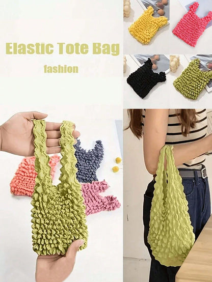 Women Magic Stretch Tote Bag Retractable Shopping Handbag Reusable Shopping Bag Foldable Shopping Bag Camping Outdoor Vacation Travel Essentials