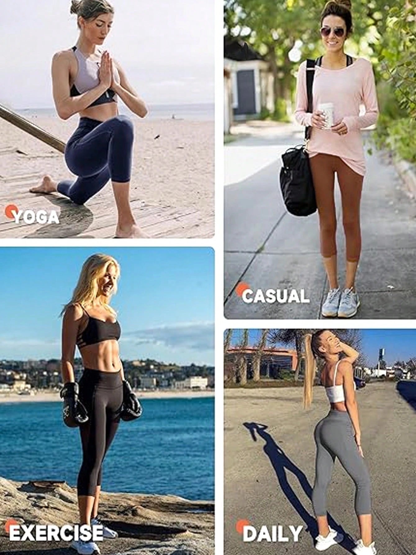 Women's Basic 3/4 Leggings, Women's Elastic Slim Cycling Pants, Yoga Sports Tight Pants To Shape Your Body, Lightweight Skinny Full Length Pants Black