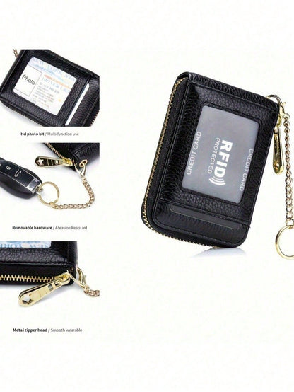 Women's Card Bag, Selected Leather, Multifunctional Men's Organ Card Bag, Bank Card Storage Bag, Keychain, Credit Card Holder Purses Wallet Tote Bag