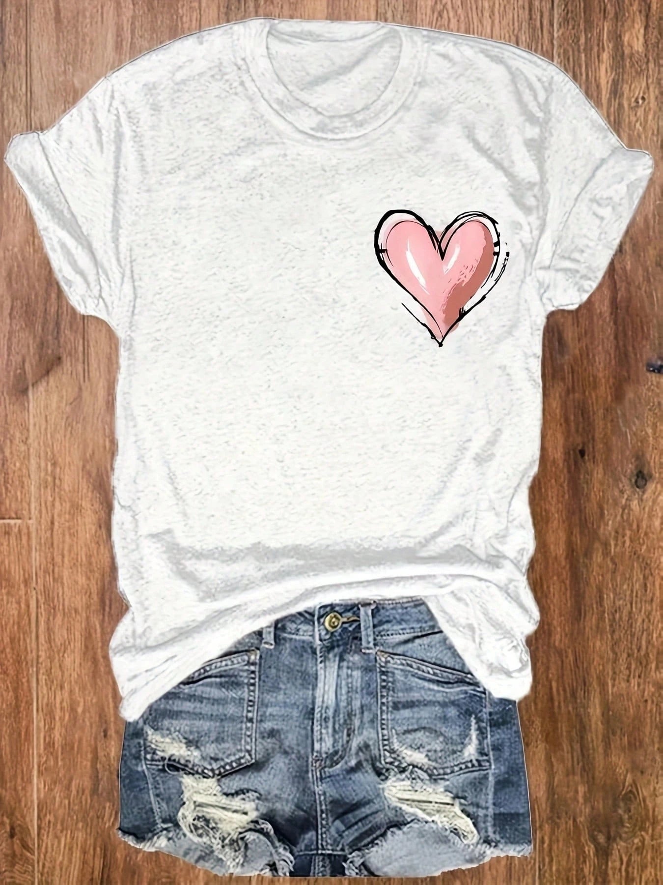Women's Christian Inspirational Graphic Print T-Shirt- "Look Back & See How Far You've Come" Short Sleeve Crew Neck Top With Cross & Heart Design