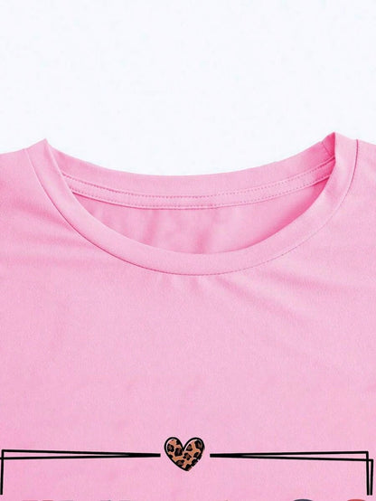 Women's Clothing 2026 1pcsDrmWander Floral Print "Happy Sunny Days" Bowknot Happy Face Printed Casual T-ShirtSoft Cheerful "Sunny Days Coquette"