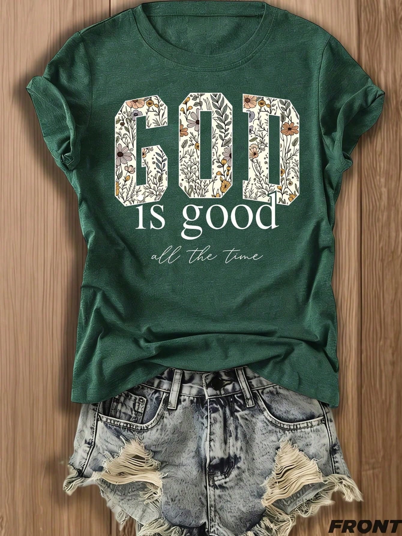 Women's Cotton Blend T Shirt Women's God Is Good Christian Shirt, Religious Women's T-Shirt, Bible Verse Shirt Gift, Casual Round Neck Short-Sleeved C
