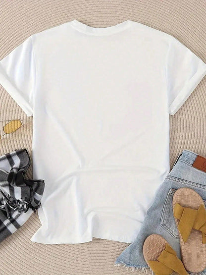 Women's Curious George Beach Play Print T-Shirt, Cute Cartoon Graphic Top, Ideal For Daily Wear, Holiday Gifts,Birthday Gifts