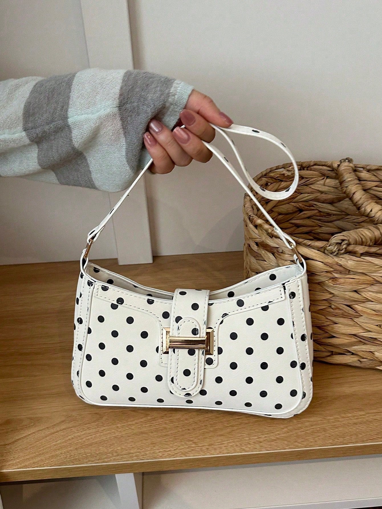 Women's Elegant Crescent Shaped Underarm Shoulder Bag, Fashion Casual Style, Solid Color Underarm Bag