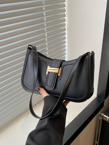 Women's Elegant Crescent Shaped Underarm Shoulder Bag, Fashion Casual Style, Solid Color Underarm Bag