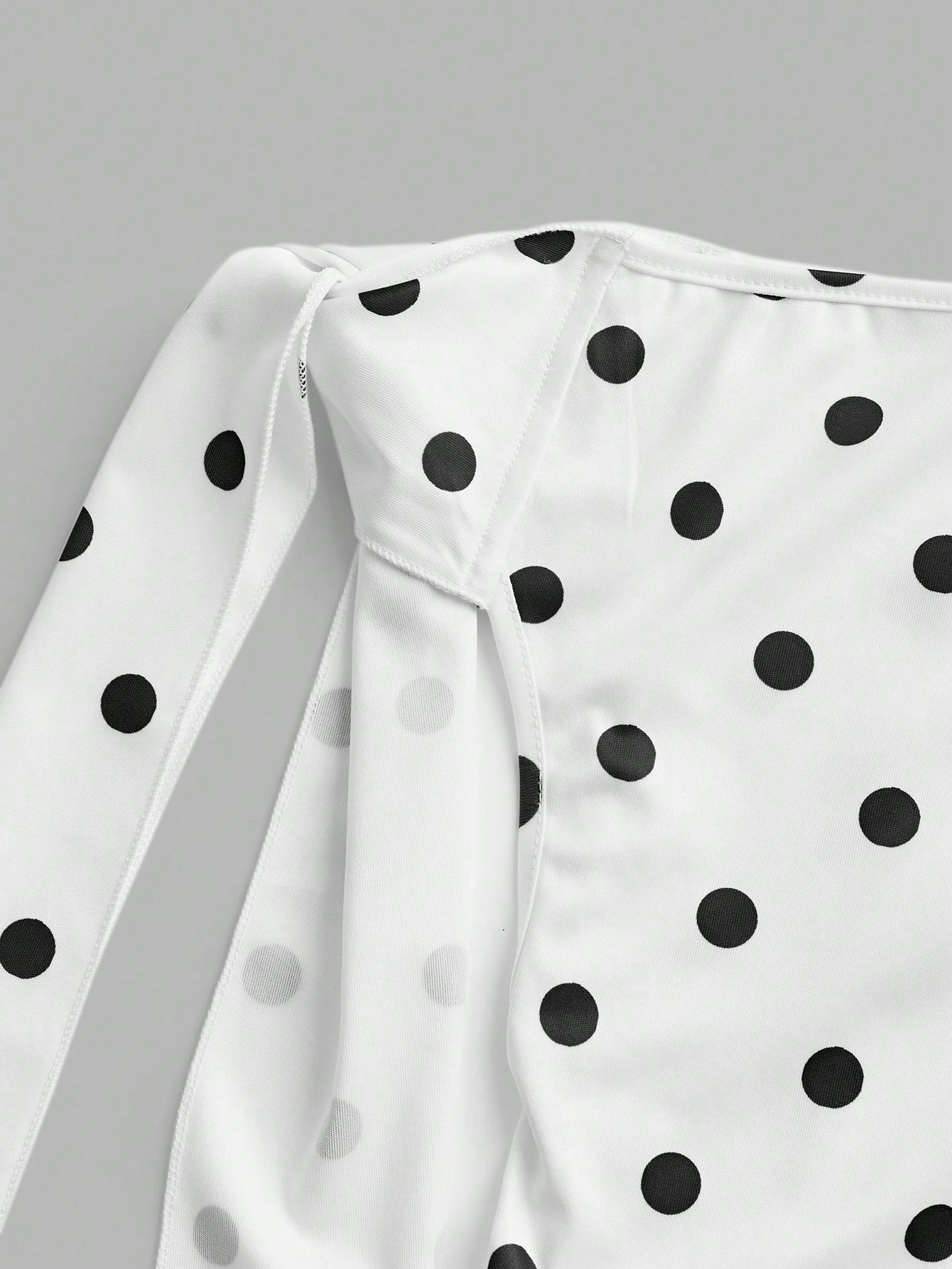Women's Elegant Solid Color Asymmetrical Sleeveless Tie Strap Minimalist Short Polka Dot Dress White Summer