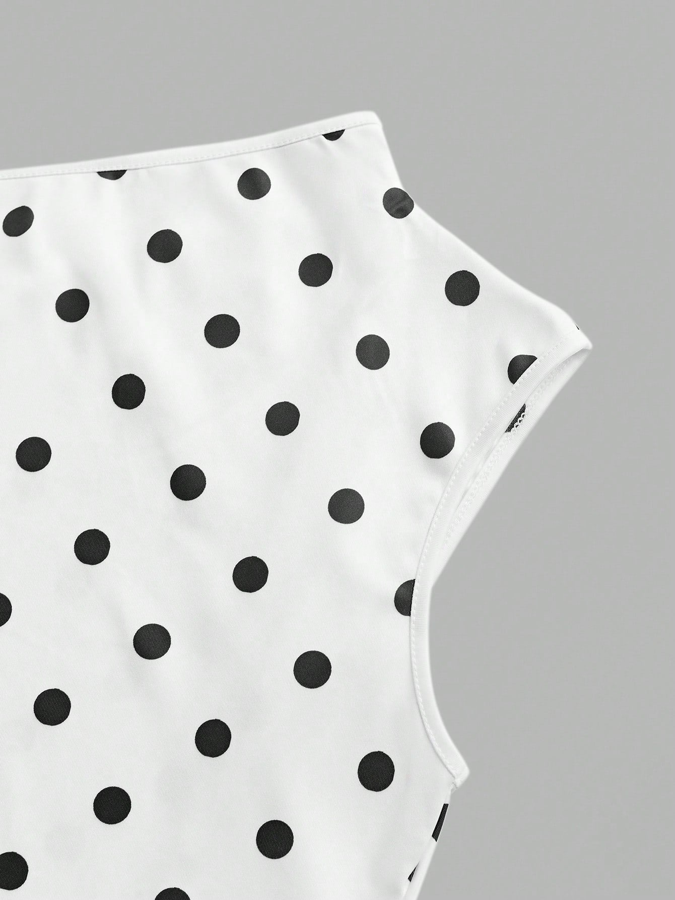 Women's Elegant Solid Color Asymmetrical Sleeveless Tie Strap Minimalist Short Polka Dot Dress White Summer