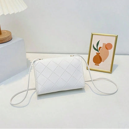 Women's Fashion Minimalist Rhombus Mini Square Bag, Embossed PU Leather With Metal Clasp- Casual Crossbody/Shoulder Bag