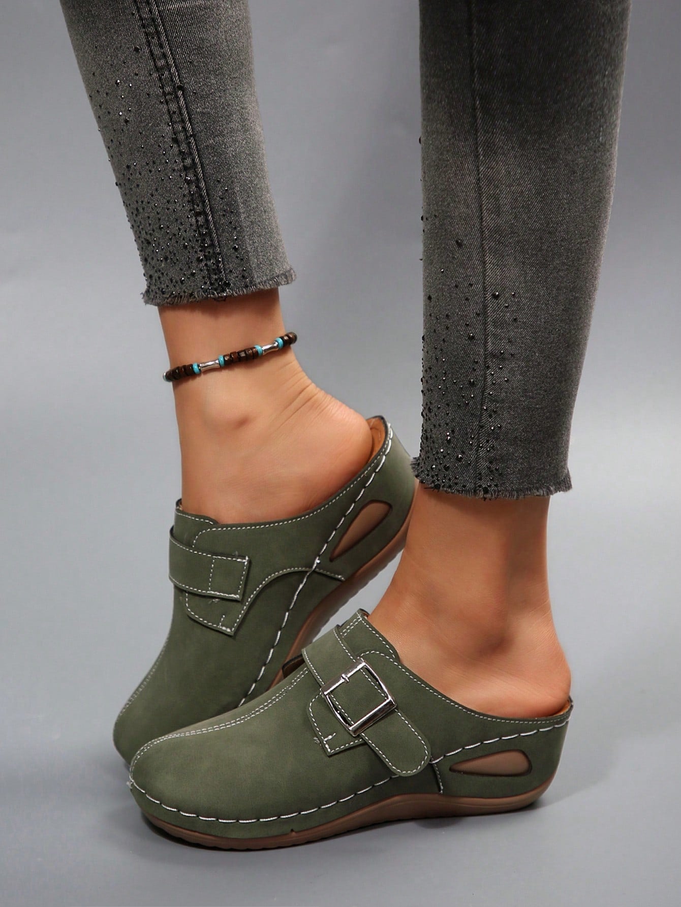 Women's Fashion New Wedge Heel Thick Sole Closed Toe Mule Slides, Lightweight Comfortable Soft Bottom Slippers For Home And Walking, Spring And Autumn