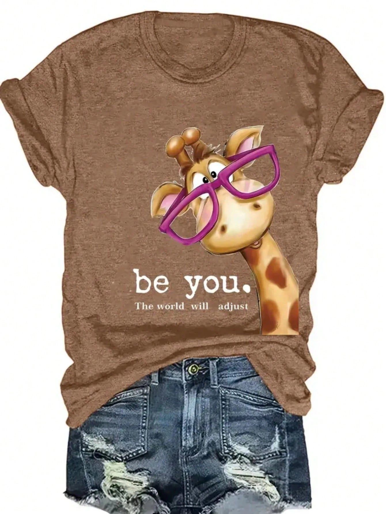 Women's Fashion Printed Cotton T-Shirt, Basic Top, Daily Casual All-Match Style, American Fashion Design, Slim Fit, Breathable & Sweat-Absorbent