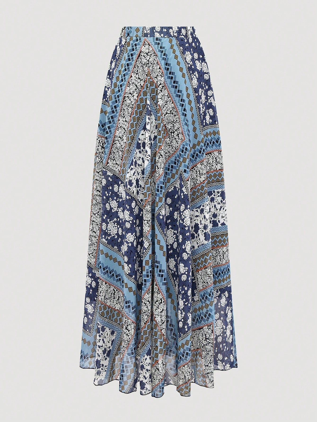 Women's Jacquard Elastic Waist Elegant A-Line Skirt, Ditsy Floral, Flattering Fit, Suitable For Vacation, Date, Commute Spring