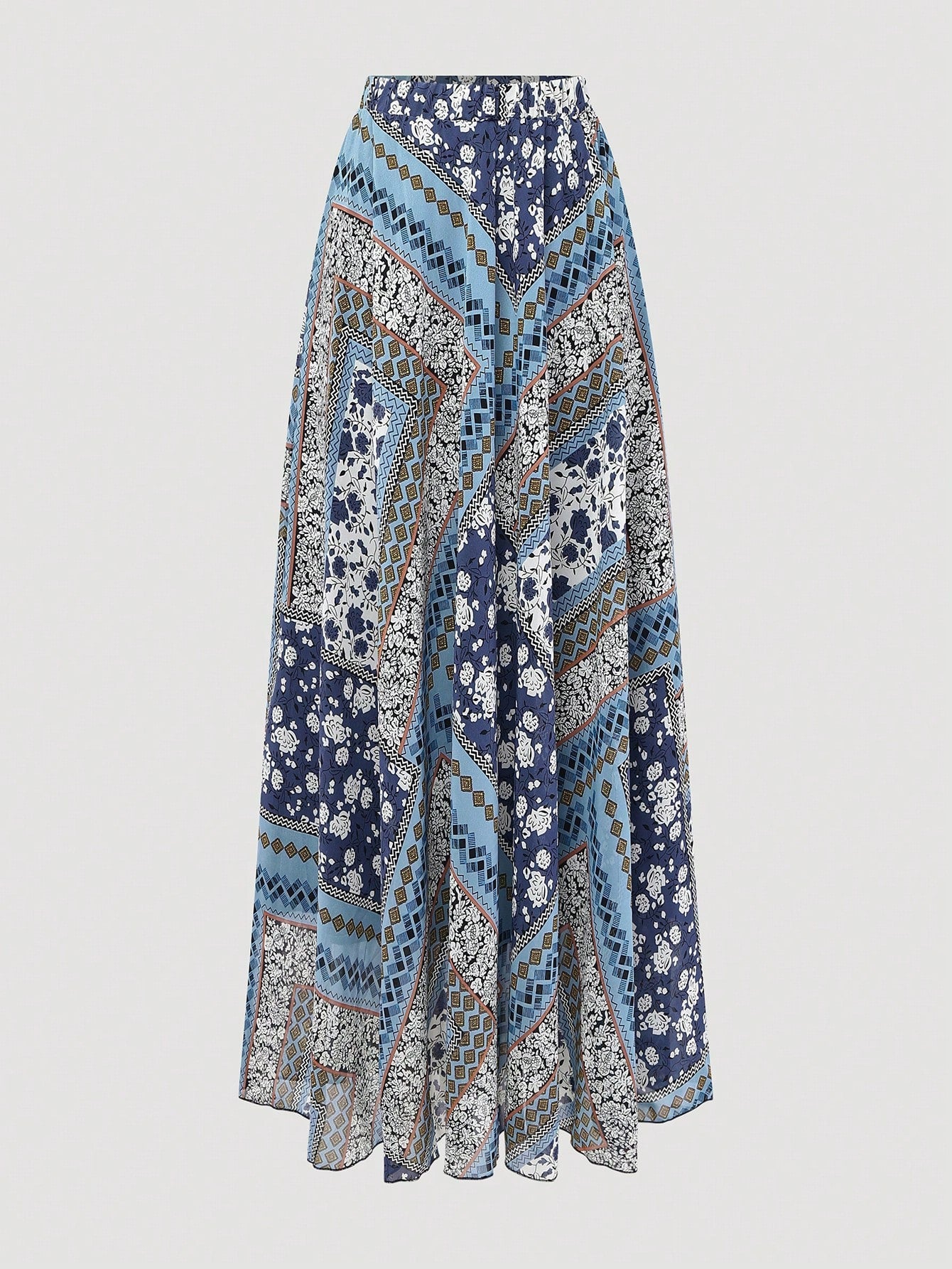 Women's Jacquard Elastic Waist Elegant A-Line Skirt, Ditsy Floral, Flattering Fit, Suitable For Vacation, Date, Commute Spring