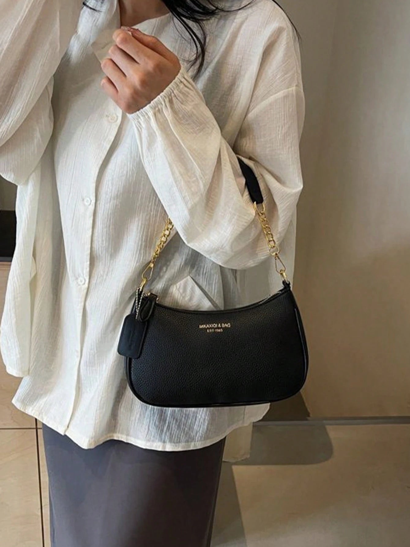 Women's Letter Adjustable Shoulder Strap Shoulder Bag,Zipper PU Leather Crossbody Bag, Armpit Bag,Women's Handbag, Women's Wallet,For Outdoor Travel
