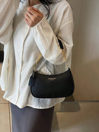 Women's Letter Adjustable Shoulder Strap Shoulder Bag,Zipper PU Leather Crossbody Bag, Armpit Bag,Women's Handbag, Women's Wallet,For Outdoor Travel