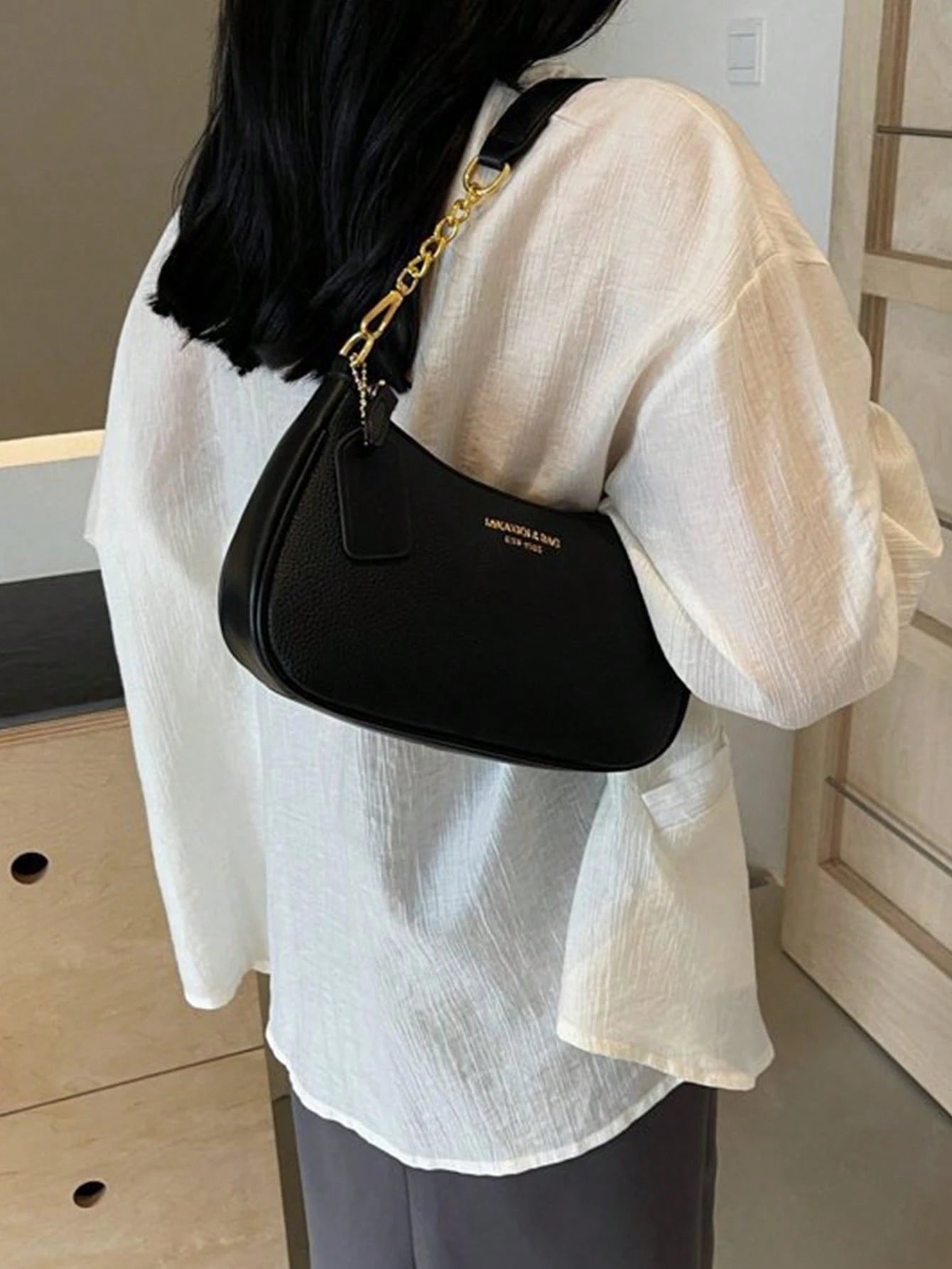 Women's Letter Adjustable Shoulder Strap Shoulder Bag,Zipper PU Leather Crossbody Bag, Armpit Bag,Women's Handbag, Women's Wallet,For Outdoor Travel