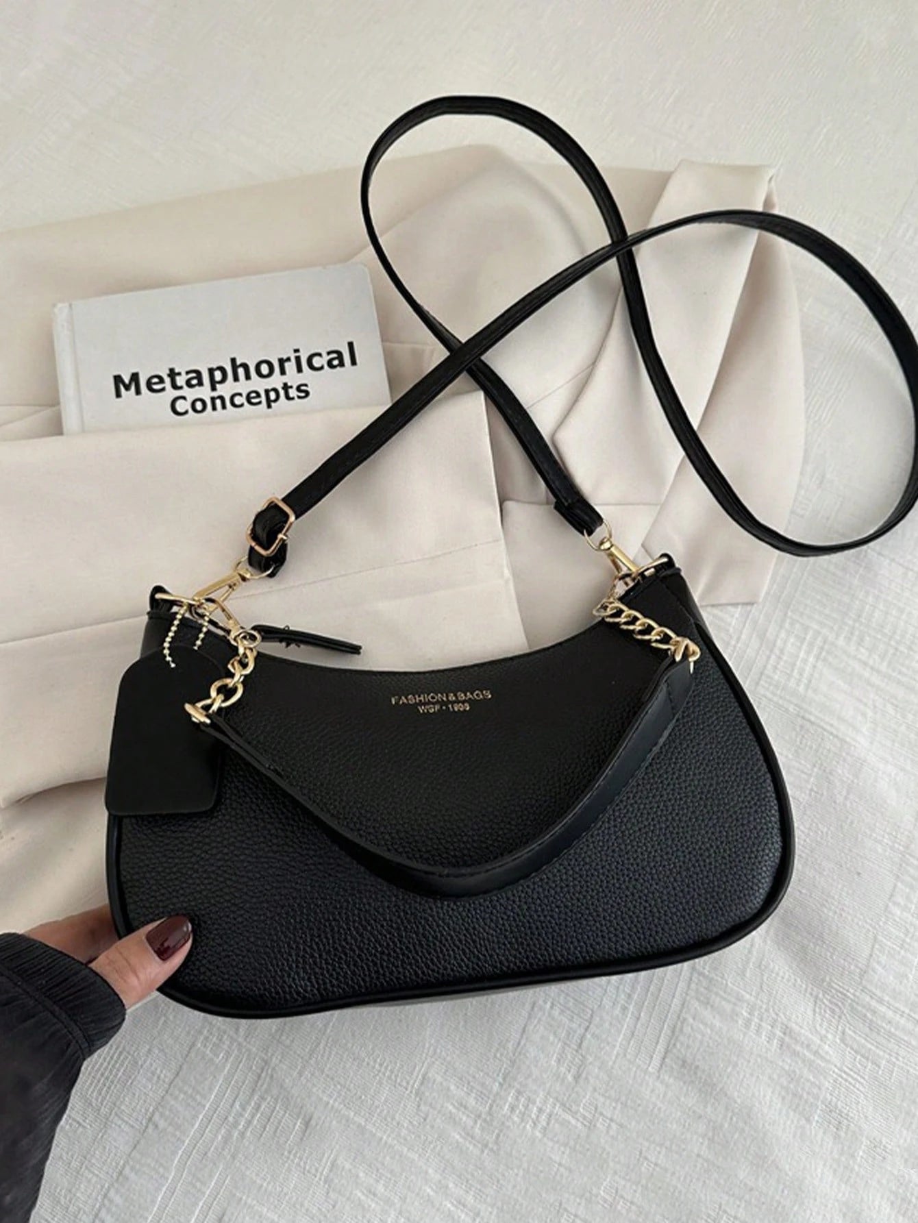 Women's Letter Adjustable Shoulder Strap Shoulder Bag,Zipper PU Leather Crossbody Bag, Armpit Bag,Women's Handbag, Women's Wallet,For Outdoor Travel