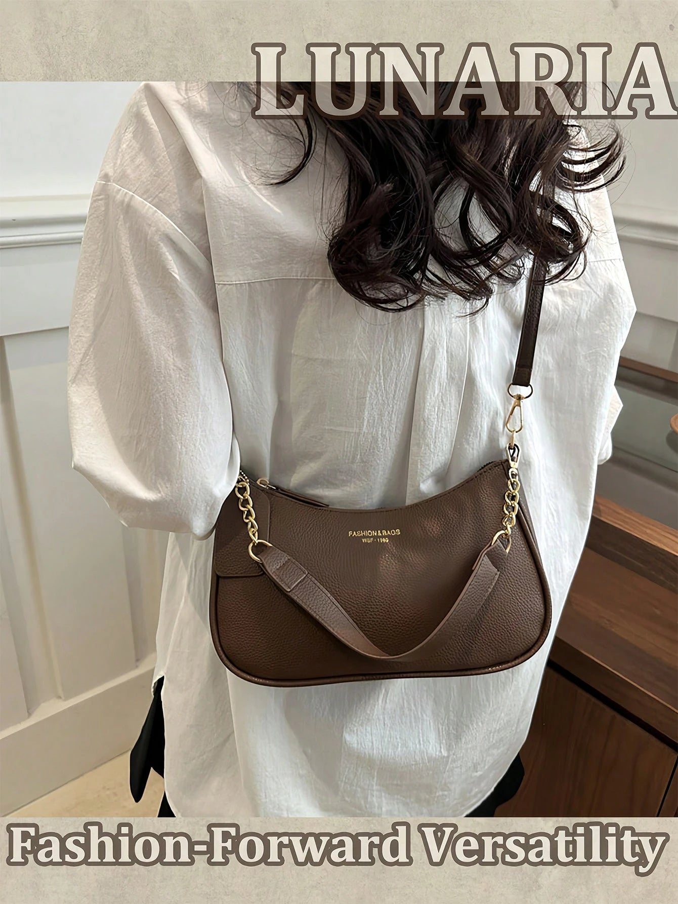 Women's Letter Adjustable Strap Shoulder Handbags Zipper PU Leather Crossbody Bags Small Purse New Fashion Classic PU Waterproof Fabric Shoulder Bag