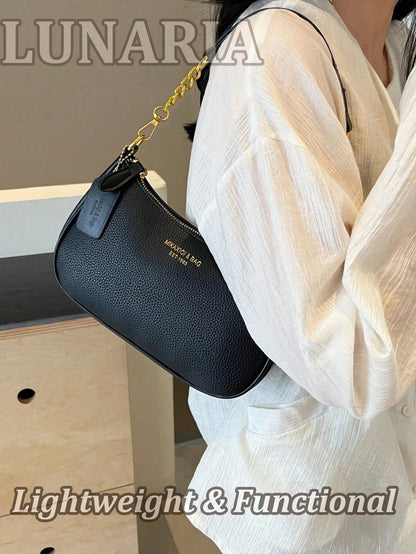 Women's Letter Adjustable Strap Shoulder Handbags Zipper PU Leather Crossbody Bags Small Purse New Fashion Classic PU Waterproof Fabric Shoulder Bag