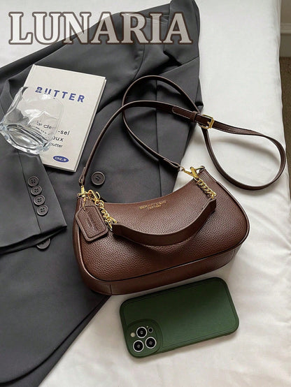 Women's Letter Adjustable Strap Shoulder Handbags Zipper PU Leather Crossbody Bags Small Purse New Fashion Classic PU Waterproof Fabric Shoulder Bag