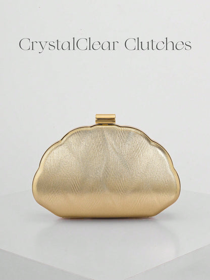 Women's Minimalist Shell Shaped Luxury Leather Clutch Bag, Elegant & Charming Evening Dress Purse, Wedding Items