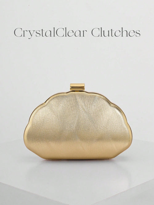 Women's Minimalist Shell Shaped Luxury Leather Clutch Bag, Elegant & Charming Evening Dress Purse, Wedding Items