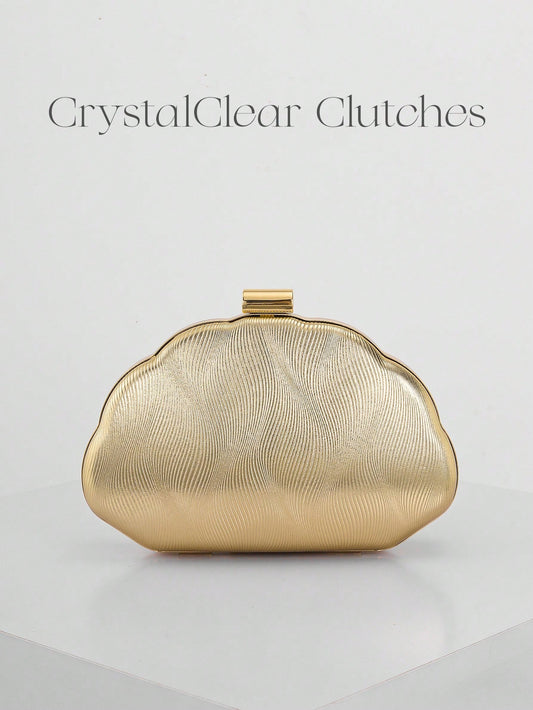 Women's Minimalist Shell Shaped Luxury Leather Clutch Bag, Elegant & Charming Evening Dress Purse, Wedding Items