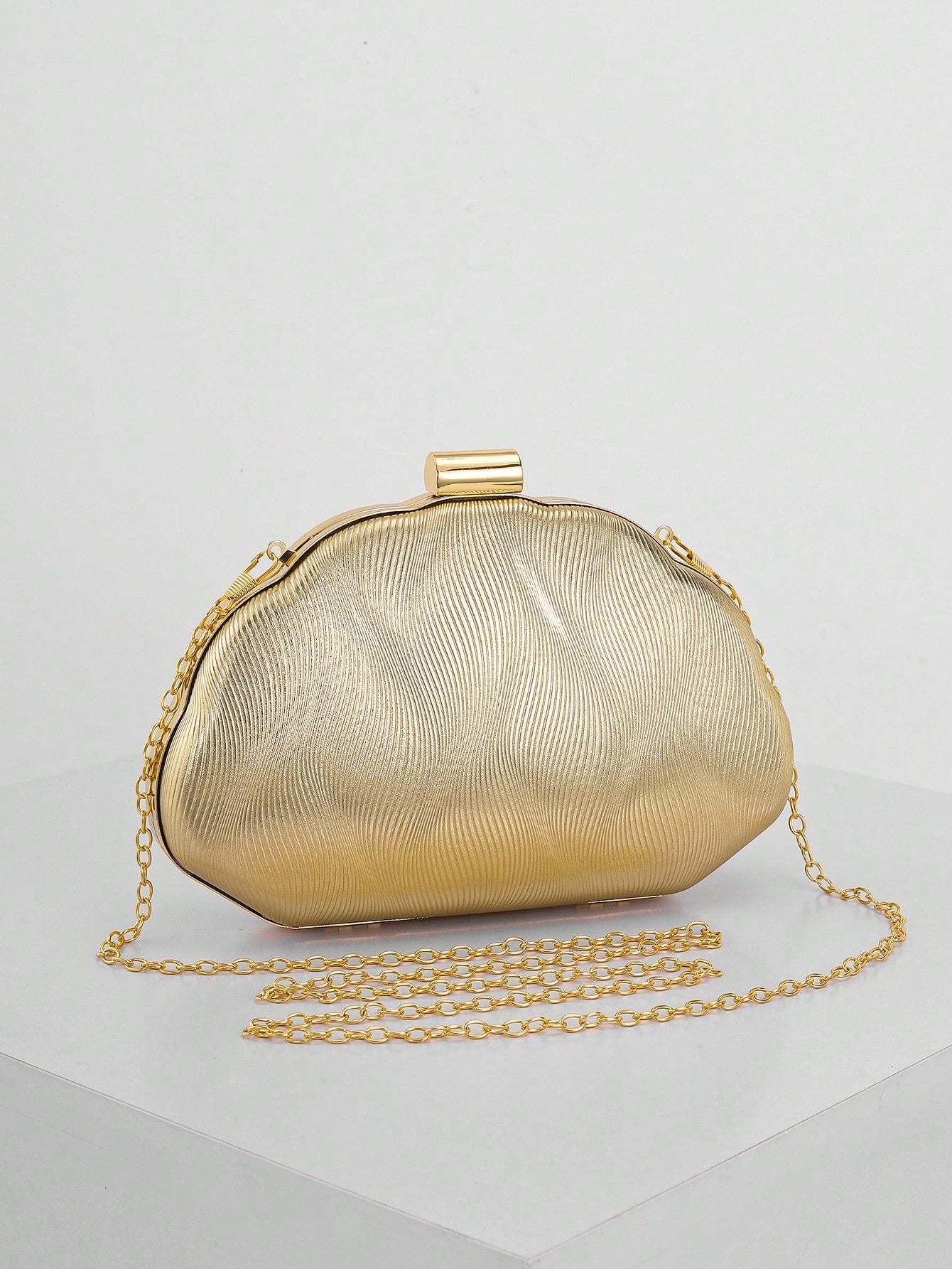 Women's Minimalist Shell Shaped Luxury Leather Clutch Bag, Elegant & Charming Evening Dress Purse, Wedding Items