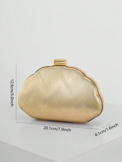 Women's Minimalist Shell Shaped Luxury Leather Clutch Bag, Elegant & Charming Evening Dress Purse, Wedding Items