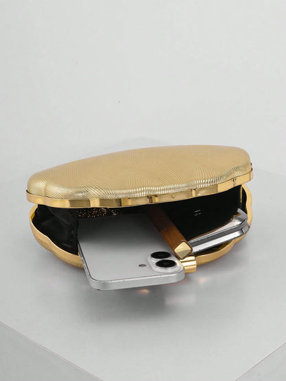 Women's Minimalist Shell Shaped Luxury Leather Clutch Bag, Elegant & Charming Evening Dress Purse, Wedding Items
